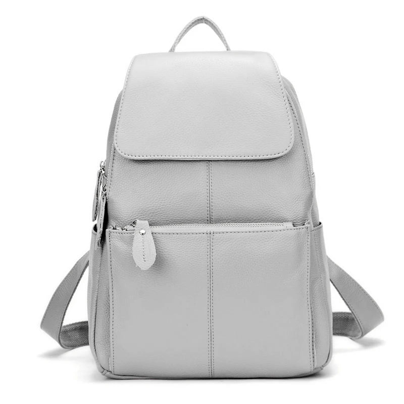Zency Stilvoller Damen-Rucksack aus echtem Leder in Weiß und Schwarz, A++-Qualität, Diebstahlsicherer Rucksack mit großem Fassungsvermögen, Reise-Designer-Rucksack