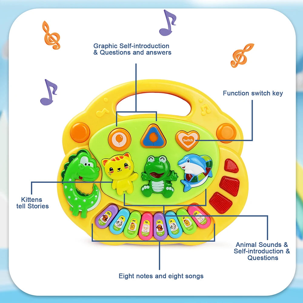 Kinder Cartoon Klavier Tastatur Spiel mit Tier Sounds Blinklicht Musik Baby Instrument Musik Spielzeug Pädagogisches Spielzeug Kinder Geschenke
