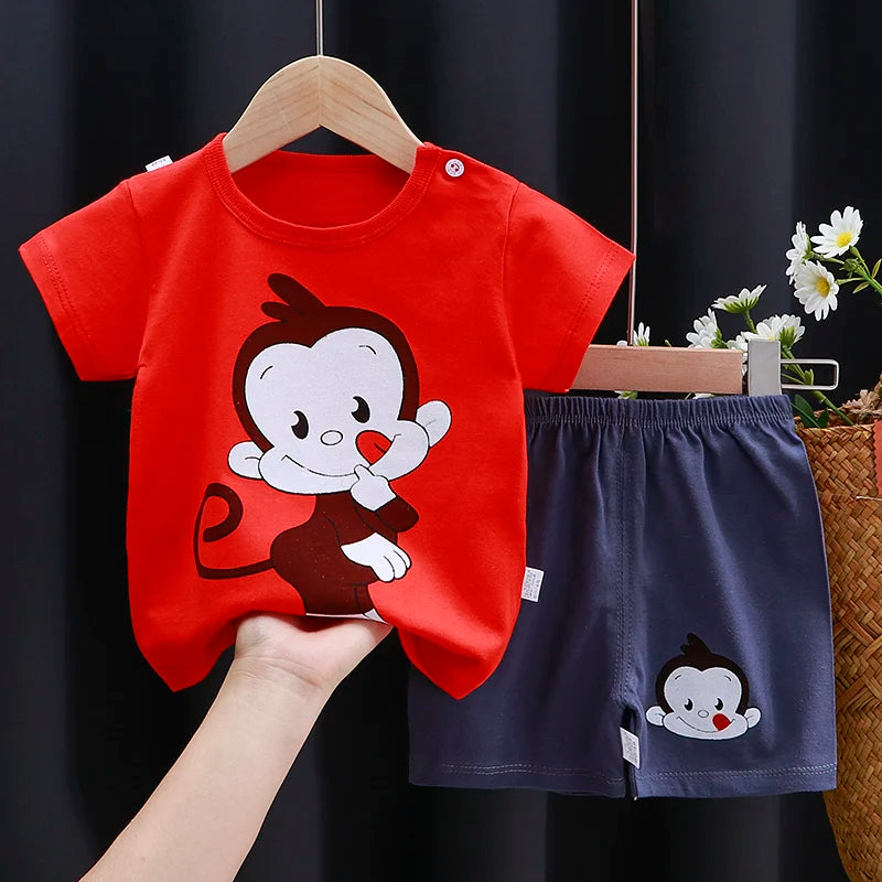 Kinder Kleidung Set Baby Jungen/Mädchen T-Shirt + Shorts Sommer Kleidung Baumwolle Cartoon Casual Jungen Trainingsanzug Kinder Baby Kleidung set