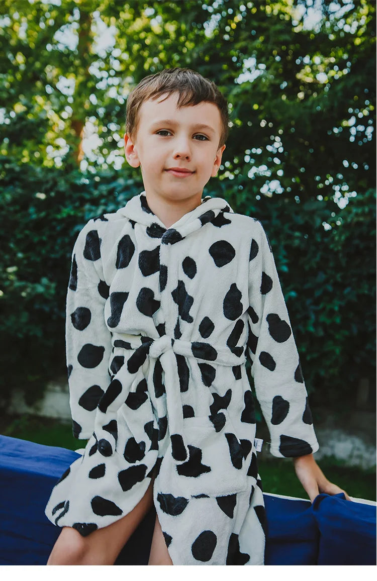 Flanell-Pyjama für Jungen und Mädchen, Herbst und Winter, Kinder-Nachtwäsche, weiche Kapuze, Kinder-Homewear, 2–8 Jahre