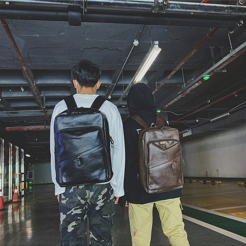 Männer Rucksack PU Leder Rucksack Große Laptop Rucksäcke Männlichen Mochilas Casual Schul Für Jugendliche Jungen Hohe Qualität Rucksack