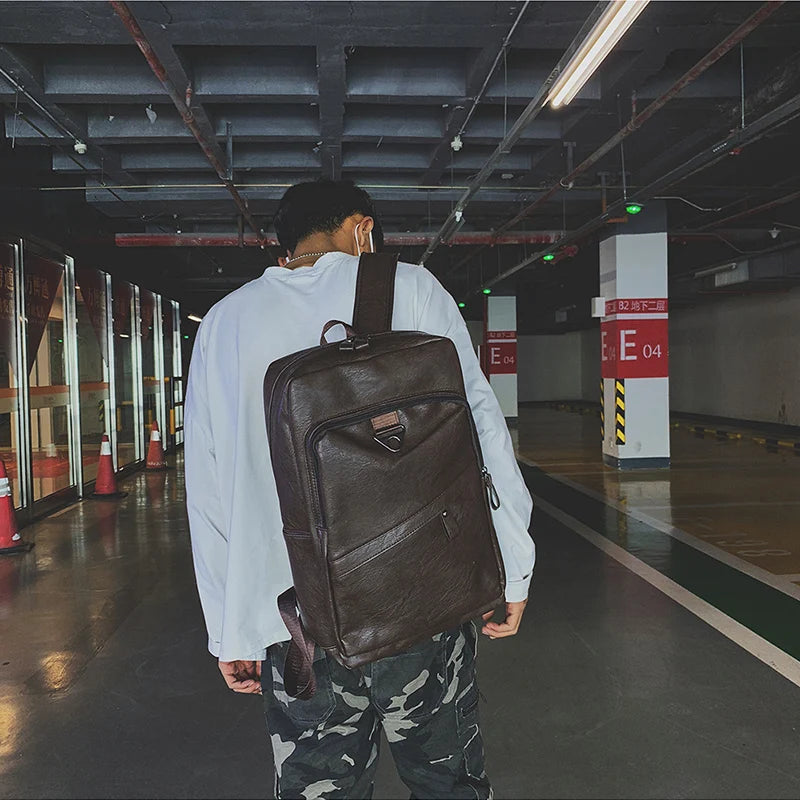 Männer Rucksack PU Leder Rucksack Große Laptop Rucksäcke Männlichen Mochilas Casual Schul Für Jugendliche Jungen Hohe Qualität Rucksack