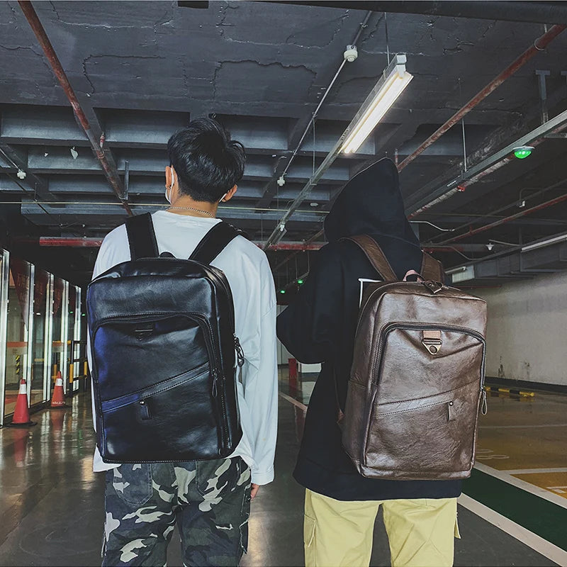 Männer Rucksack PU Leder Rucksack Große Laptop Rucksäcke Männlichen Mochilas Casual Schul Für Jugendliche Jungen Hohe Qualität Rucksack