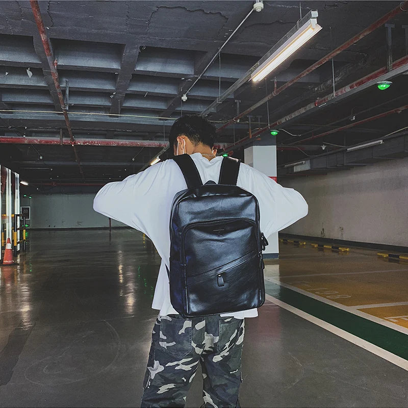 Männer Rucksack PU Leder Rucksack Große Laptop Rucksäcke Männlichen Mochilas Casual Schul Für Jugendliche Jungen Hohe Qualität Rucksack