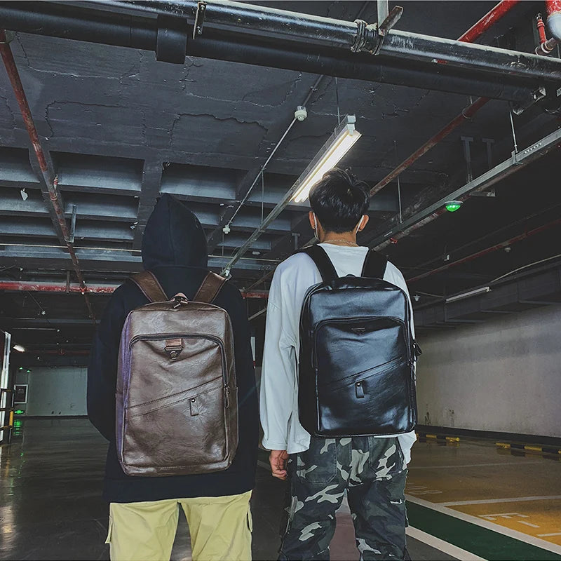 Männer Rucksack PU Leder Rucksack Große Laptop Rucksäcke Männlichen Mochilas Casual Schul Für Jugendliche Jungen Hohe Qualität Rucksack