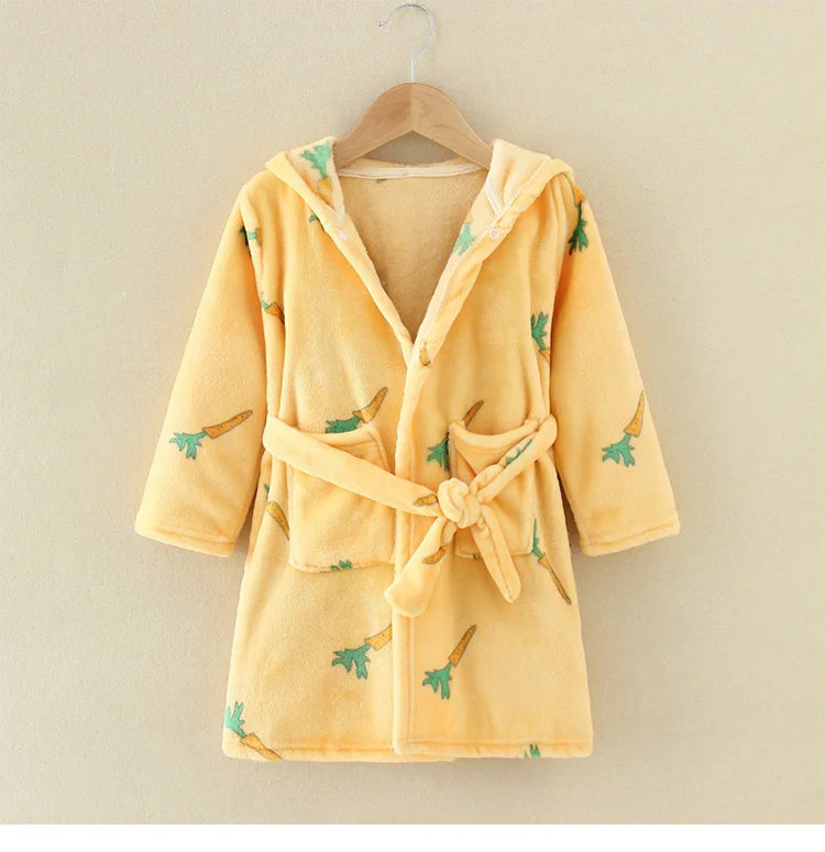 Flanell-Pyjama für Jungen und Mädchen, Herbst und Winter, Kinder-Nachtwäsche, weiche Kapuze, Kinder-Homewear, 2–8 Jahre