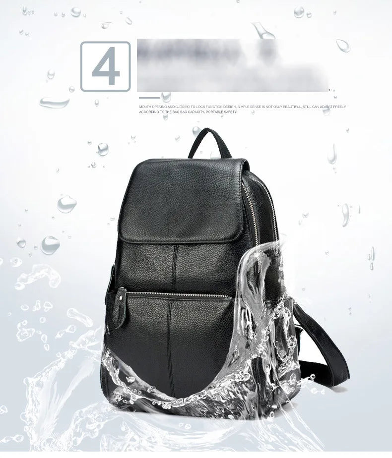 Zency Stilvoller Damen-Rucksack aus echtem Leder in Weiß und Schwarz, A++-Qualität, Diebstahlsicherer Rucksack mit großem Fassungsvermögen, Reise-Designer-Rucksack
