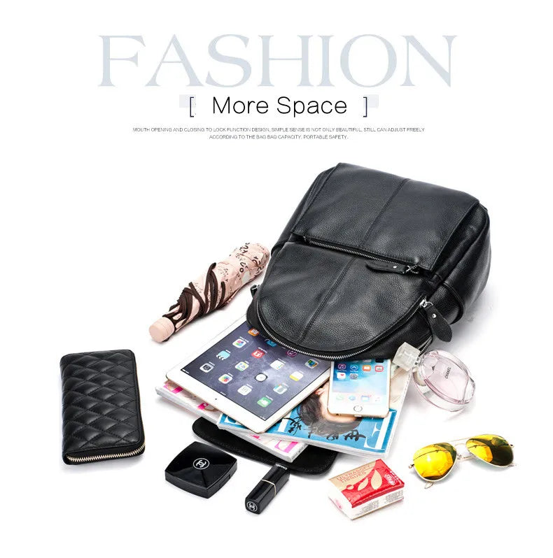 Zency Stilvoller Damen-Rucksack aus echtem Leder in Weiß und Schwarz, A++-Qualität, Diebstahlsicherer Rucksack mit großem Fassungsvermögen, Reise-Designer-Rucksack
