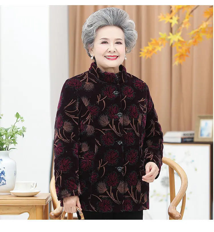 Winter frauen Baumwolle Gefütterte Jacke 50 Zu 80 Jahre Alte Oma Mantel Dicke Samt Warme Mittel Im Alter Von Mutter parkas Plus Größe XL-5XL