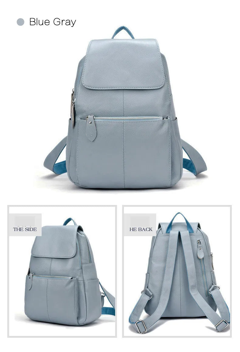 Zency Stilvoller Damen-Rucksack aus echtem Leder in Weiß und Schwarz, A++-Qualität, Diebstahlsicherer Rucksack mit großem Fassungsvermögen, Reise-Designer-Rucksack