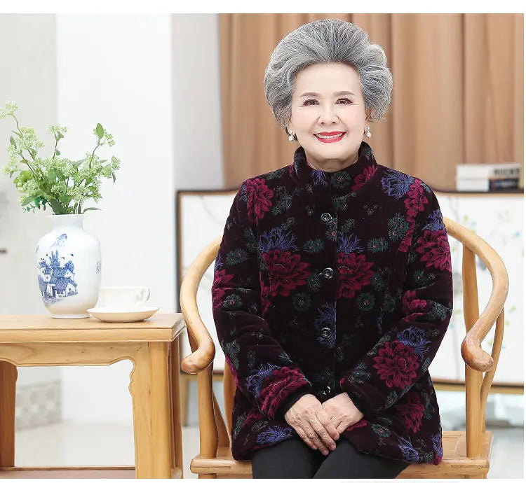 Winter frauen Baumwolle Gefütterte Jacke 50 Zu 80 Jahre Alte Oma Mantel Dicke Samt Warme Mittel Im Alter Von Mutter parkas Plus Größe XL-5XL