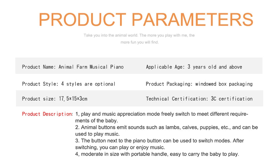 Baby-Musikspielzeug mit Tierklang, Kinder-Klaviertastatur, elektrisches blinkendes Musikinstrument, frühes Lernspielzeug für Kinder