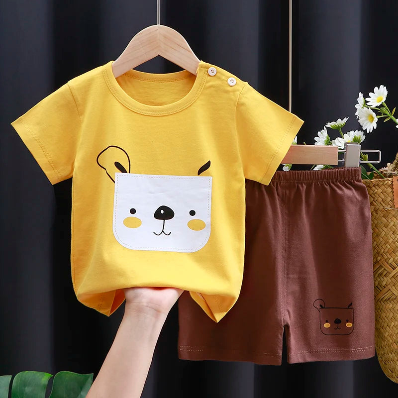 Kinder Kleidung Set Baby Jungen/Mädchen T-Shirt + Shorts Sommer Kleidung Baumwolle Cartoon Casual Jungen Trainingsanzug Kinder Baby Kleidung set
