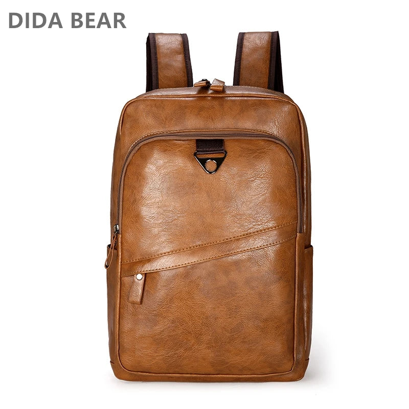 Männer Rucksack PU Leder Rucksack Große Laptop Rucksäcke Männlichen Mochilas Casual Schul Für Jugendliche Jungen Hohe Qualität Rucksack