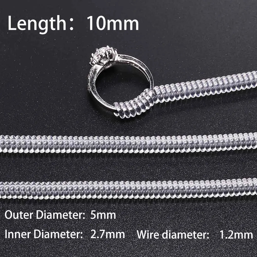 4 pcs/lot Transparent Spiral Based Ring Tools Spring Coil Ring Size Adjuster Protector Tightener Reducer Sizing Tool For Jewelry