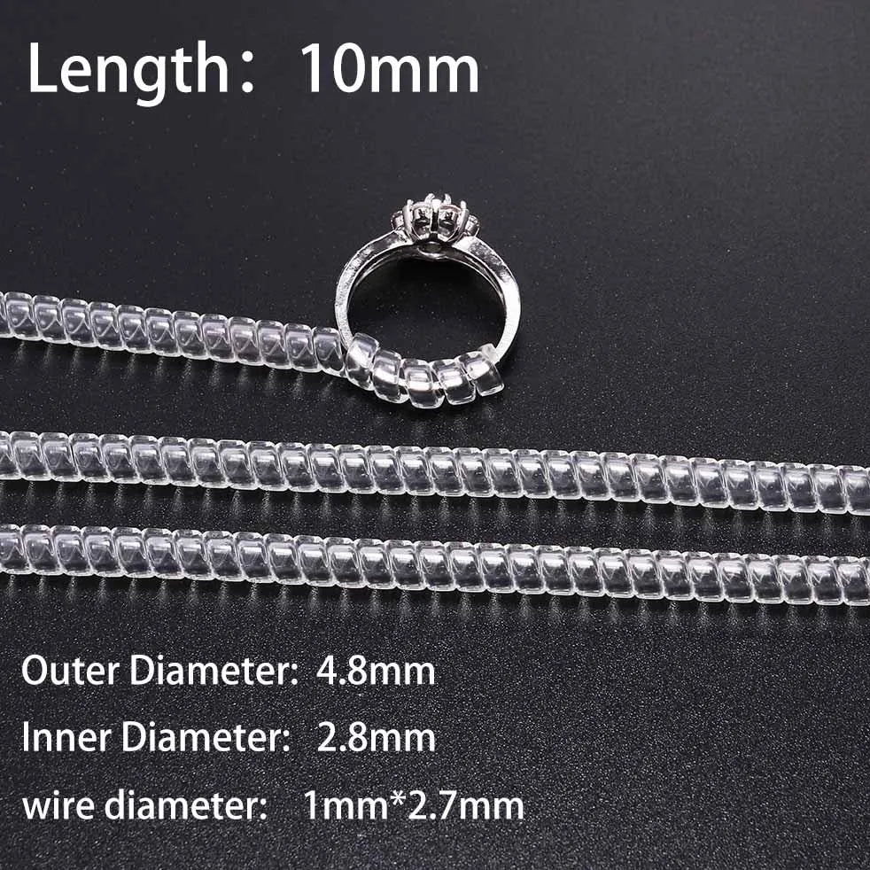 4 pcs/lot Transparent Spiral Based Ring Tools Spring Coil Ring Size Adjuster Protector Tightener Reducer Sizing Tool For Jewelry
