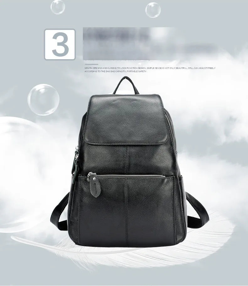 Zency Stilvoller Damen-Rucksack aus echtem Leder in Weiß und Schwarz, A++-Qualität, Diebstahlsicherer Rucksack mit großem Fassungsvermögen, Reise-Designer-Rucksack