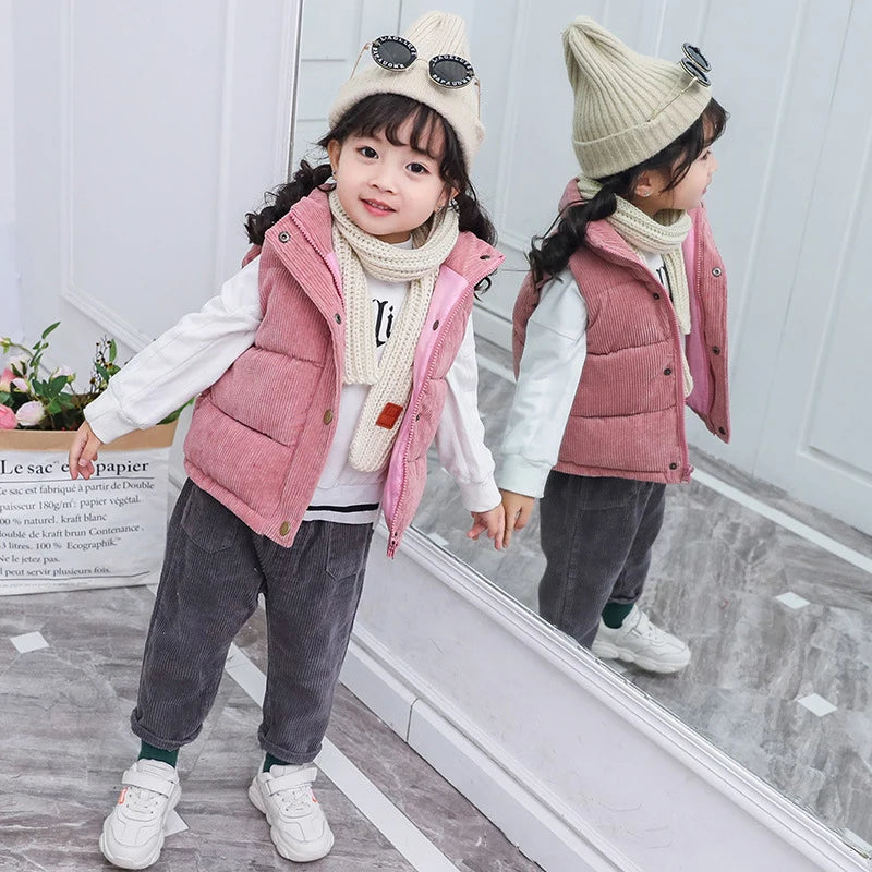 Herbst Mädchen warme Weste Winter Jungen verdicken Weste Kinder Oberbekleidung Baby Weste Kinder Teenager Baumwolle Jacken Weste für 3-10 Jahre