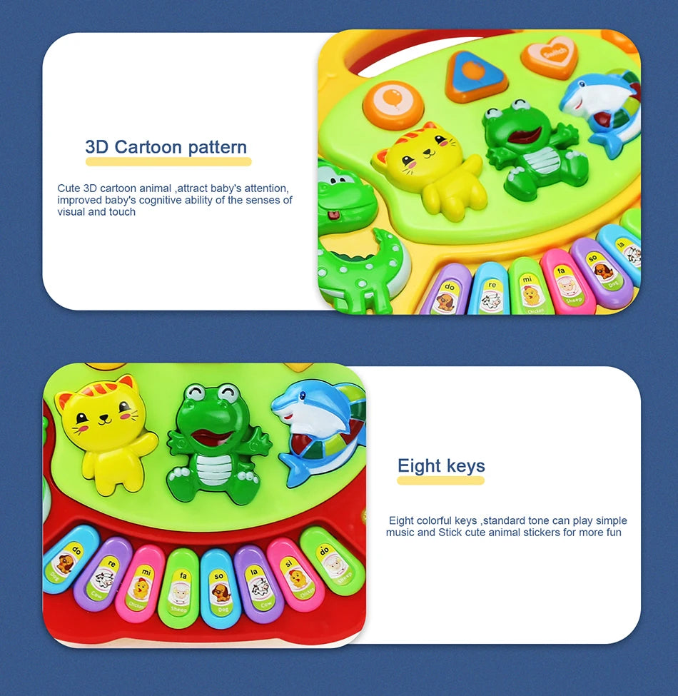 Kinder Cartoon Klavier Tastatur Spiel mit Tier Sounds Blinklicht Musik Baby Instrument Musik Spielzeug Pädagogisches Spielzeug Kinder Geschenke