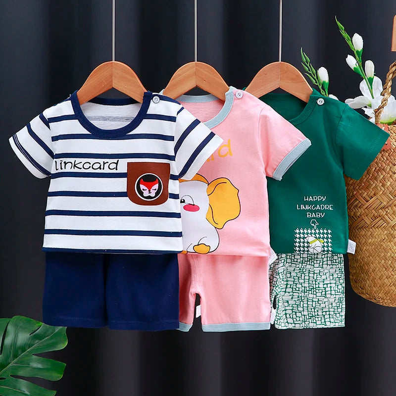Kinder Kleidung Set Baby Jungen/Mädchen T-Shirt + Shorts Sommer Kleidung Baumwolle Cartoon Casual Jungen Trainingsanzug Kinder Baby Kleidung set
