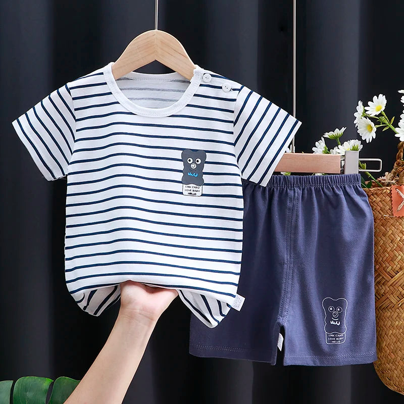 Kinder Kleidung Set Baby Jungen/Mädchen T-Shirt + Shorts Sommer Kleidung Baumwolle Cartoon Casual Jungen Trainingsanzug Kinder Baby Kleidung set