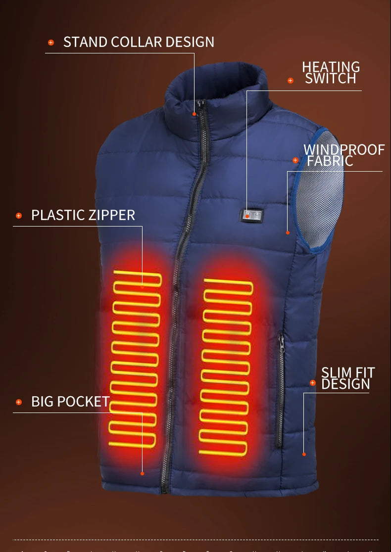 9-beheizte Weste Zonen Elektrisch beheizte Jacken Männer Frauen Sportbekleidung Beheizter Mantel Graphene Heat Coat USB-Heizjacke für Camping