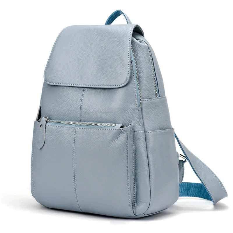 Zency Stilvoller Damen-Rucksack aus echtem Leder in Weiß und Schwarz, A++-Qualität, Diebstahlsicherer Rucksack mit großem Fassungsvermögen, Reise-Designer-Rucksack