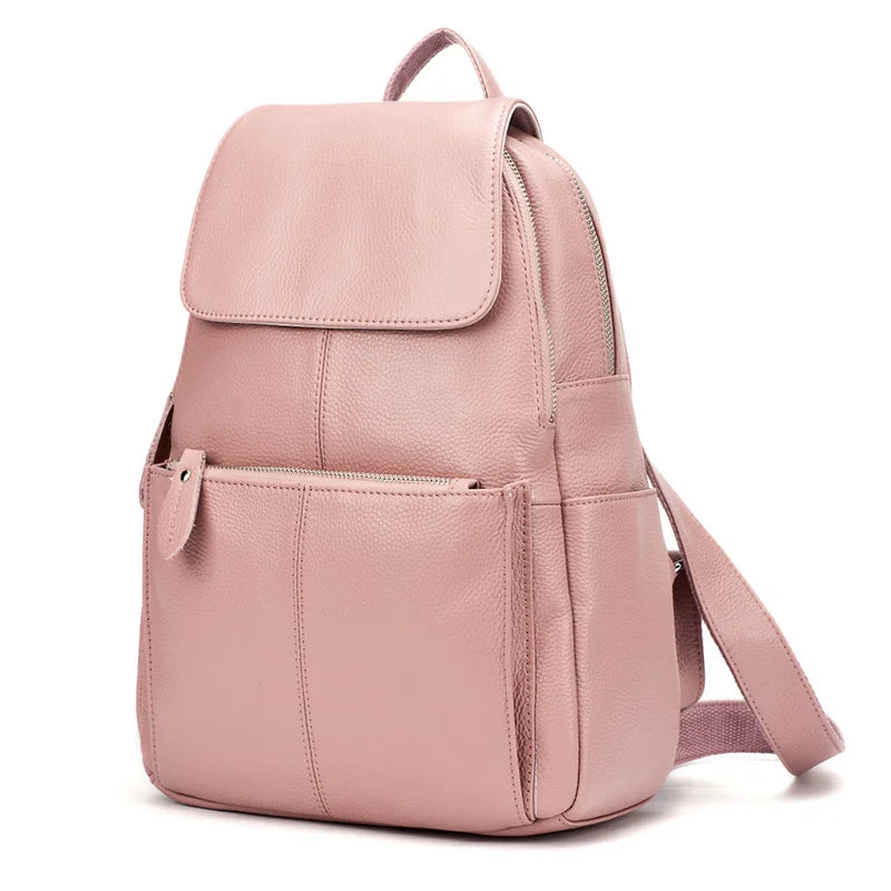 Zency Stilvoller Damen-Rucksack aus echtem Leder in Weiß und Schwarz, A++-Qualität, Diebstahlsicherer Rucksack mit großem Fassungsvermögen, Reise-Designer-Rucksack
