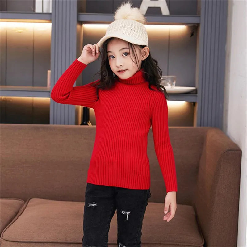 Baby Mädchen Winter Rollkragenpullover Kleidung 2025 Herbst Kinder Jungen Pullover Kinder Strickwaren