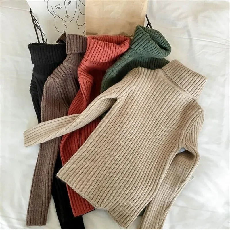 Baby Mädchen Winter Rollkragenpullover Kleidung 2025 Herbst Kinder Jungen Pullover Kinder Strickwaren