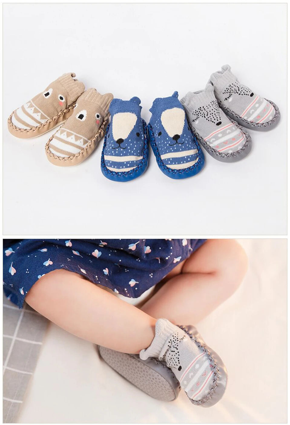 2022 mode Baby Socken Mit Gummi Sohlen Infant Socke Neugeborenen Herbst Winter Kinder Boden Socken Schuhe Anti Slip Weiche Sohle socke