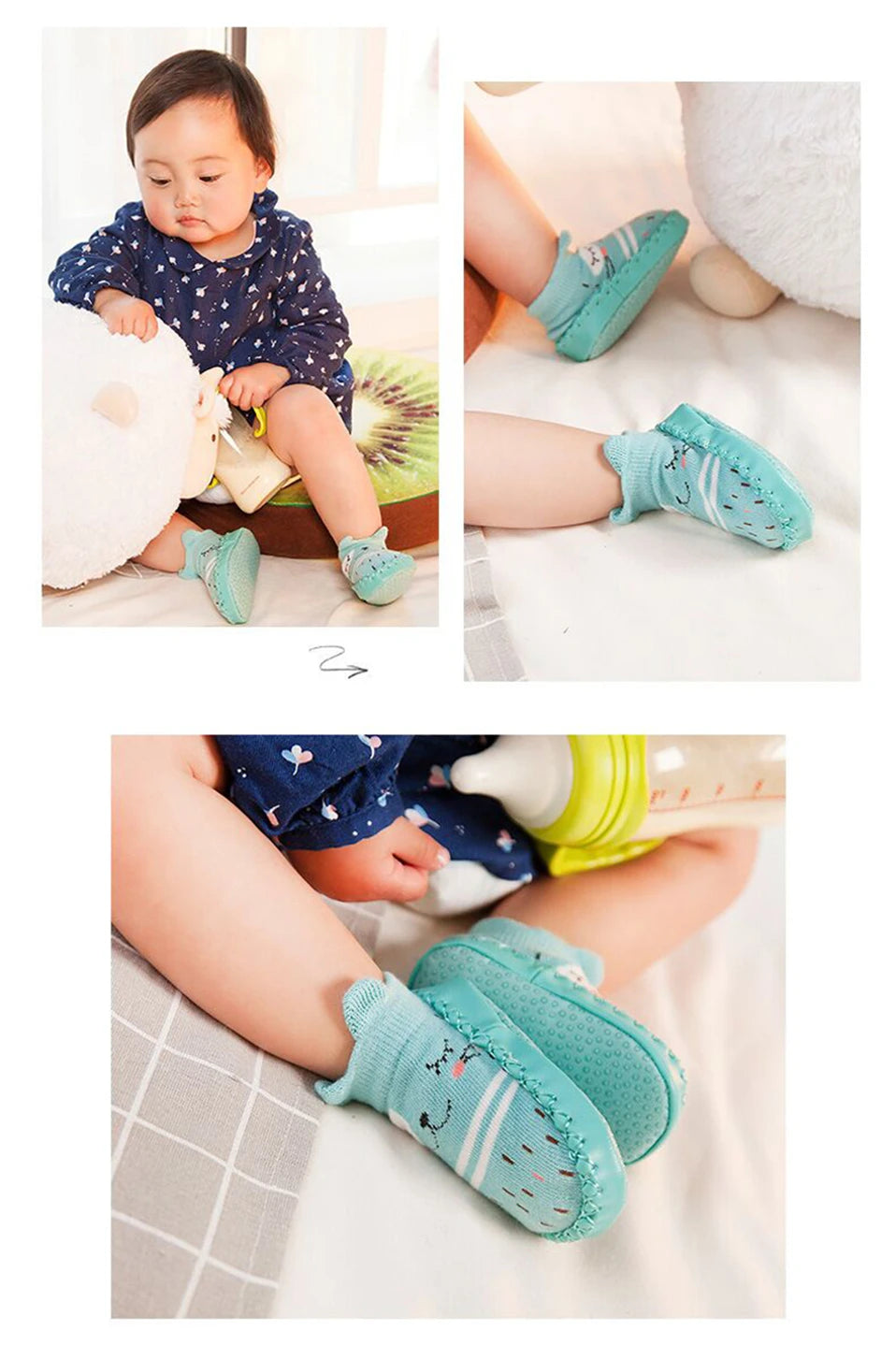 2022 mode Baby Socken Mit Gummi Sohlen Infant Socke Neugeborenen Herbst Winter Kinder Boden Socken Schuhe Anti Slip Weiche Sohle socke