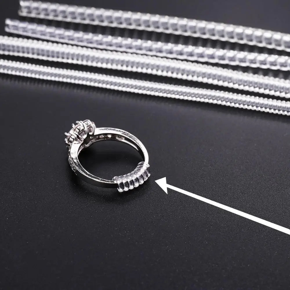4 pcs/lot Transparent Spiral Based Ring Tools Spring Coil Ring Size Adjuster Protector Tightener Reducer Sizing Tool For Jewelry