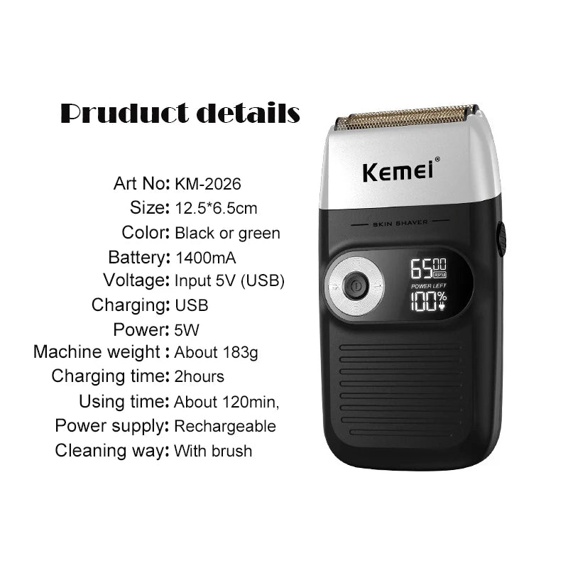 Kemei Electric Shaver for Men Rechargeable Beard Trimmer Electric Razor Floating Barber Hair Clipper Facial Care Shaving Machine