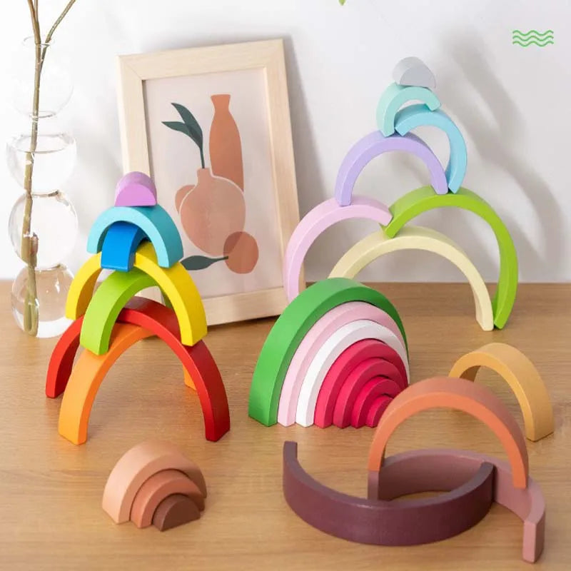 Regenbogen-Holzbausteine