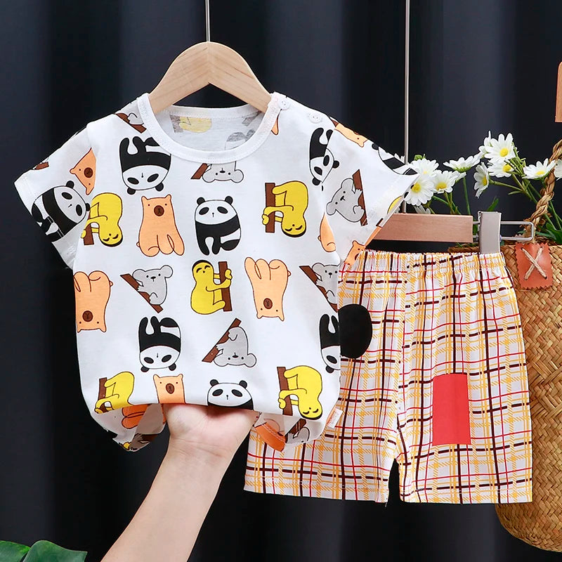 Kinder Kleidung Set Baby Jungen/Mädchen T-Shirt + Shorts Sommer Kleidung Baumwolle Cartoon Casual Jungen Trainingsanzug Kinder Baby Kleidung set