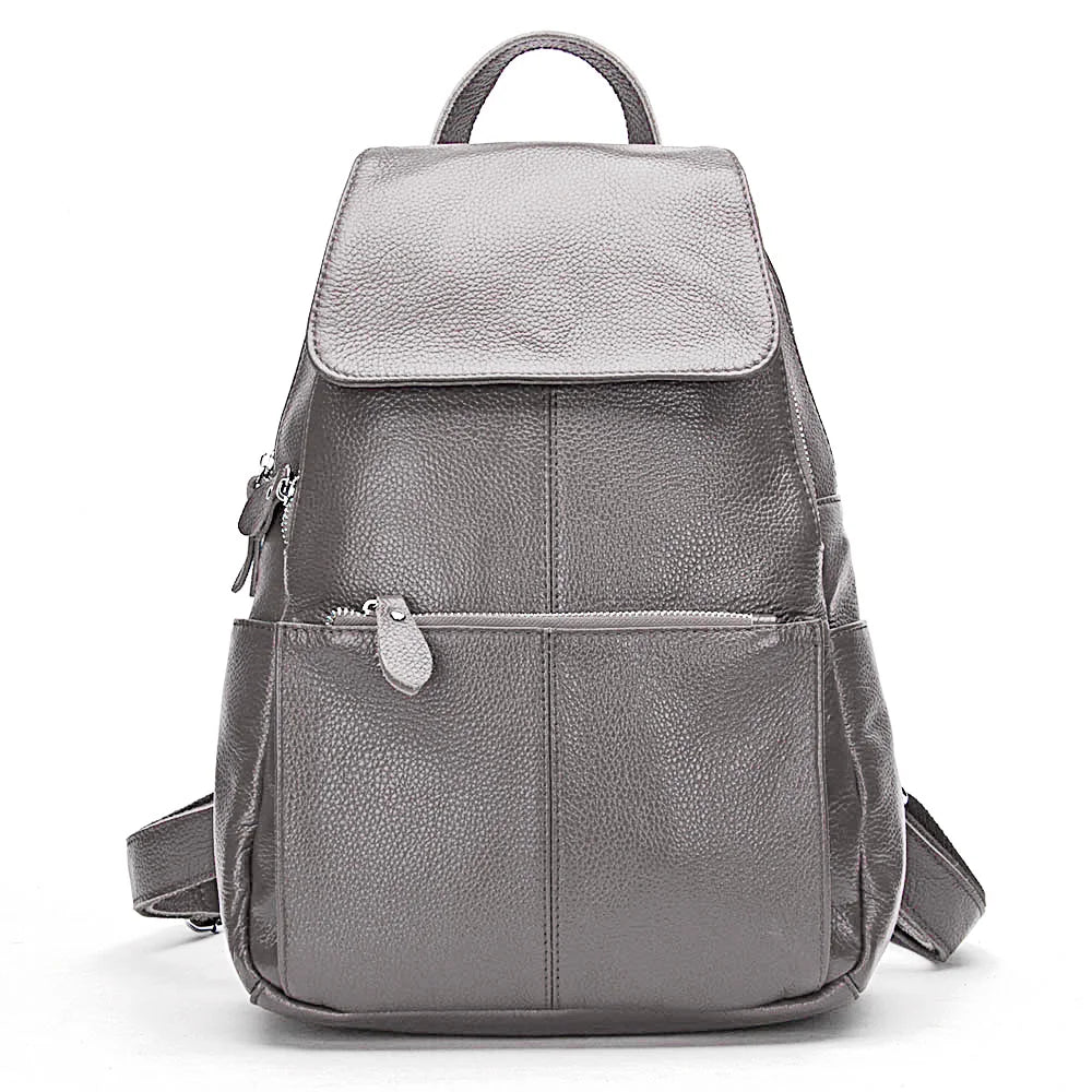Zency Stilvoller Damen-Rucksack aus echtem Leder in Weiß und Schwarz, A++-Qualität, Diebstahlsicherer Rucksack mit großem Fassungsvermögen, Reise-Designer-Rucksack