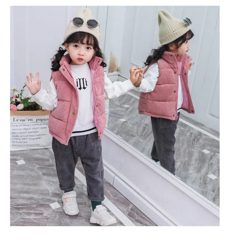 Herbst Mädchen warme Weste Winter Jungen verdicken Weste Kinder Oberbekleidung Baby Weste Kinder Teenager Baumwolle Jacken Weste für 3-10 Jahre