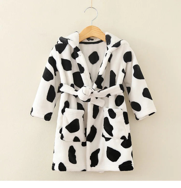 Flanell-Pyjama für Jungen und Mädchen, Herbst und Winter, Kinder-Nachtwäsche, weiche Kapuze, Kinder-Homewear, 2–8 Jahre