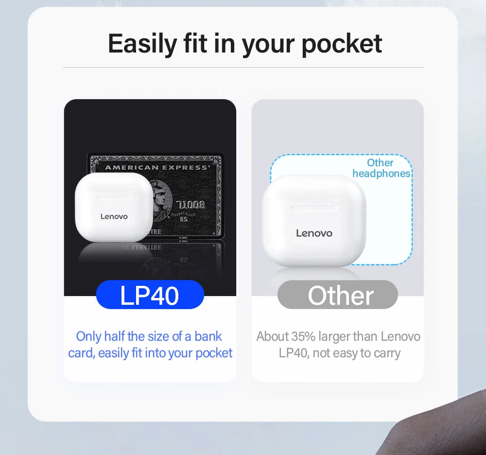 Original Lenovo LP40 drahtlose kopfhörer TWS Bluetooth Kopfhörer Touch Control Sport Headset Stereo Ohrhörer Für Telefon Android