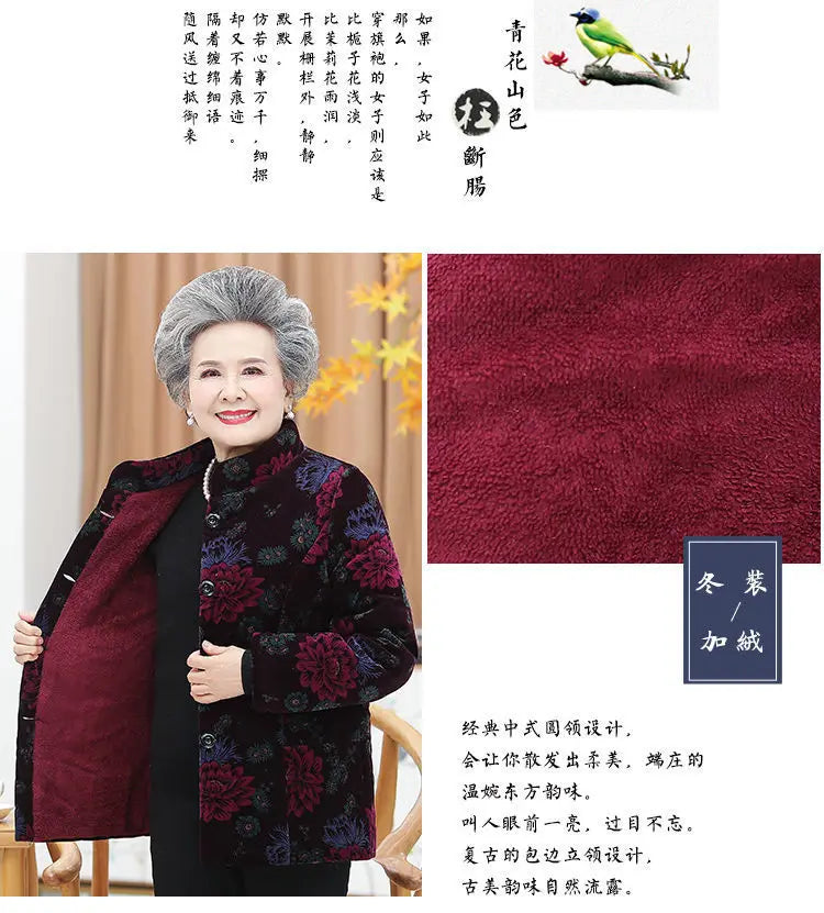 Winter frauen Baumwolle Gefütterte Jacke 50 Zu 80 Jahre Alte Oma Mantel Dicke Samt Warme Mittel Im Alter Von Mutter parkas Plus Größe XL-5XL