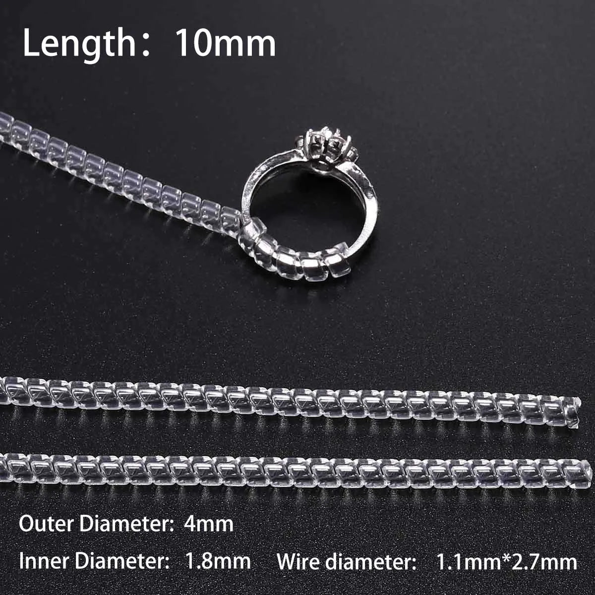 4 pcs/lot Transparent Spiral Based Ring Tools Spring Coil Ring Size Adjuster Protector Tightener Reducer Sizing Tool For Jewelry