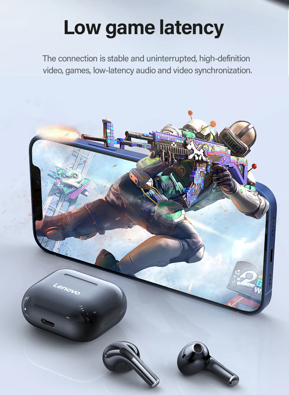 Original Lenovo LP40 drahtlose kopfhörer TWS Bluetooth Kopfhörer Touch Control Sport Headset Stereo Ohrhörer Für Telefon Android