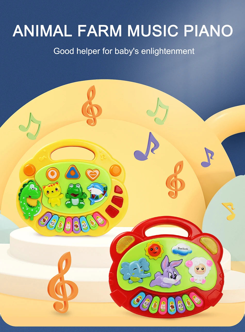 Kinder Cartoon Klavier Tastatur Spiel mit Tier Sounds Blinklicht Musik Baby Instrument Musik Spielzeug Pädagogisches Spielzeug Kinder Geschenke