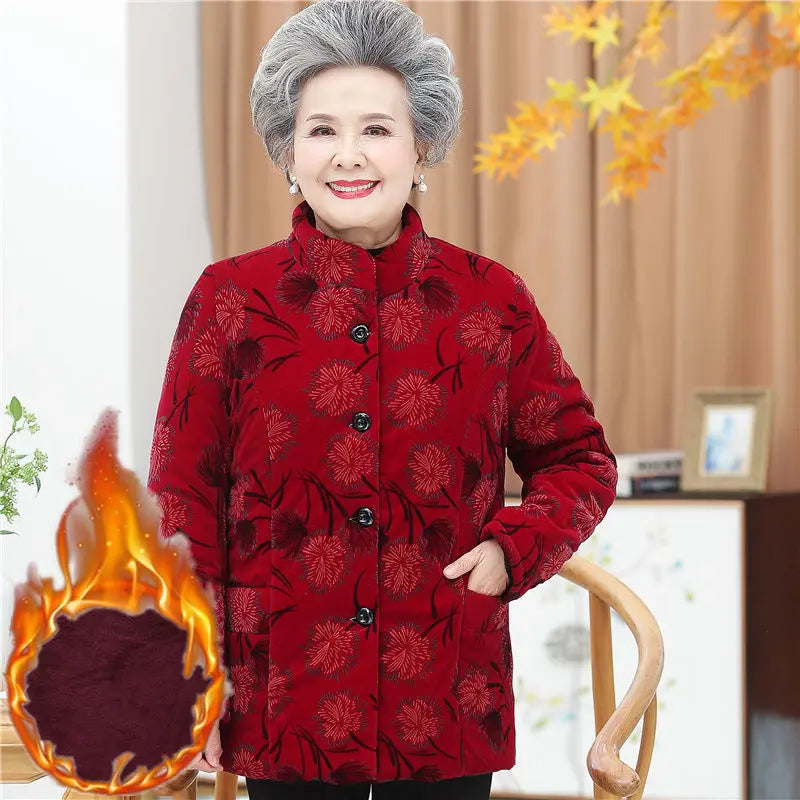 Winter frauen Baumwolle Gefütterte Jacke 50 Zu 80 Jahre Alte Oma Mantel Dicke Samt Warme Mittel Im Alter Von Mutter parkas Plus Größe XL-5XL