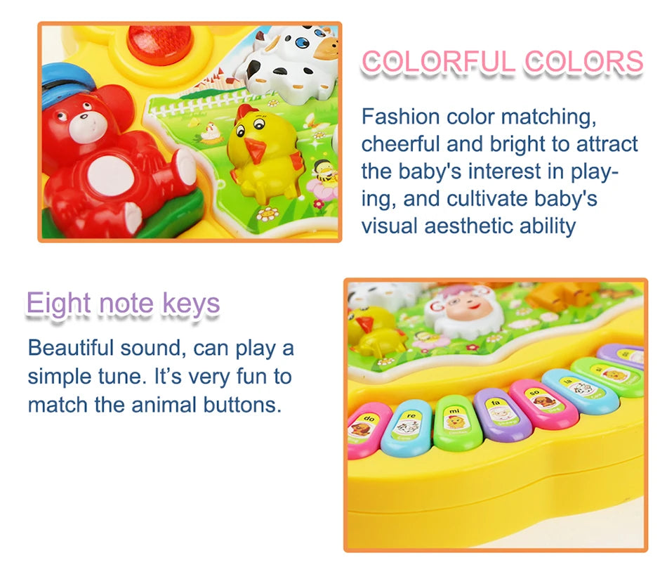 Baby-Musikspielzeug mit Tierklang, Kinder-Klaviertastatur, elektrisches blinkendes Musikinstrument, frühes Lernspielzeug für Kinder