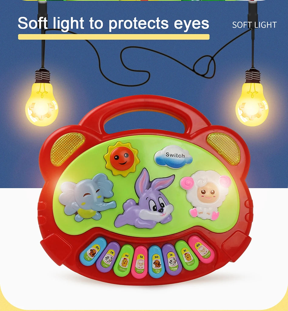 Kinder Cartoon Klavier Tastatur Spiel mit Tier Sounds Blinklicht Musik Baby Instrument Musik Spielzeug Pädagogisches Spielzeug Kinder Geschenke