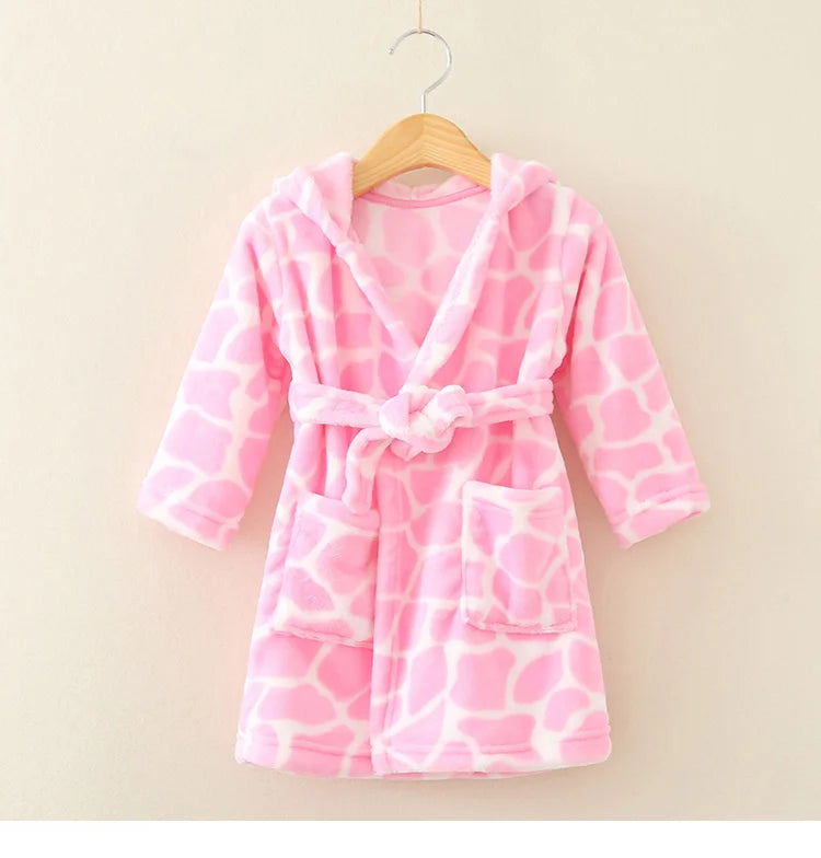 Flanell-Pyjama für Jungen und Mädchen, Herbst und Winter, Kinder-Nachtwäsche, weiche Kapuze, Kinder-Homewear, 2–8 Jahre