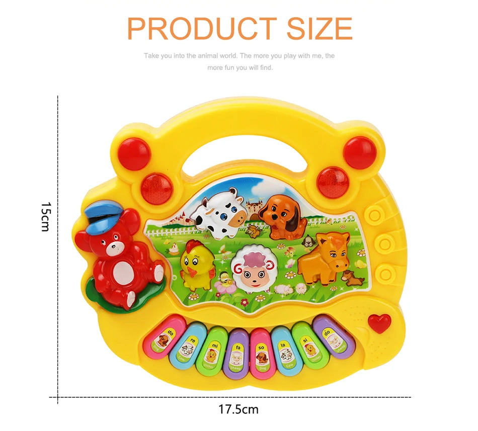 Baby-Musikspielzeug mit Tierklang, Kinder-Klaviertastatur, elektrisches blinkendes Musikinstrument, frühes Lernspielzeug für Kinder
