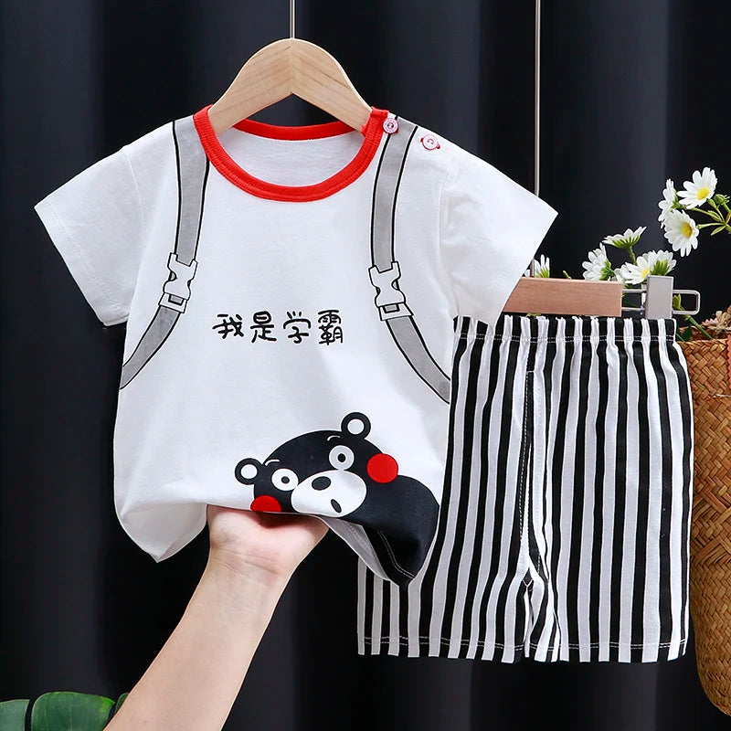 Kinder Kleidung Set Baby Jungen/Mädchen T-Shirt + Shorts Sommer Kleidung Baumwolle Cartoon Casual Jungen Trainingsanzug Kinder Baby Kleidung set